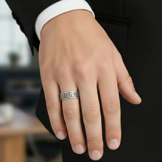 THE MEN THING Rings 21 VERO RING - Pure Stainless Steel Men’s Steel-Plated Ring – Statement Luxury Jewelry (Size : 21)