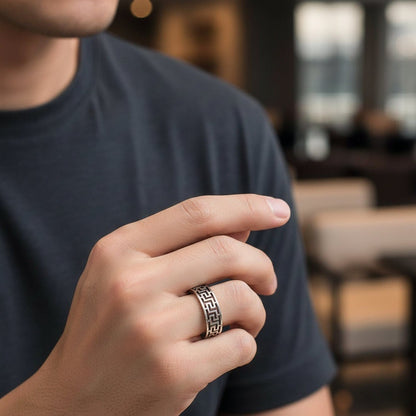 VERO RING - Pure Stainless Steel Men’s Steel-Plated Ring – Statement Luxury Jewelry (Size : 21) - THE MEN THING