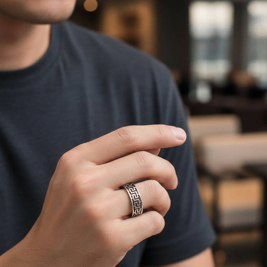 VERO RING - Pure Stainless Steel Men’s Steel-Plated Ring – Statement Luxury Jewelry (Size : 21) - THE MEN THING