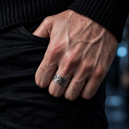 THE MEN THING Rings 21 VERO RING - Pure Stainless Steel Men’s Steel-Plated Ring – Statement Luxury Jewelry (Size : 21)
