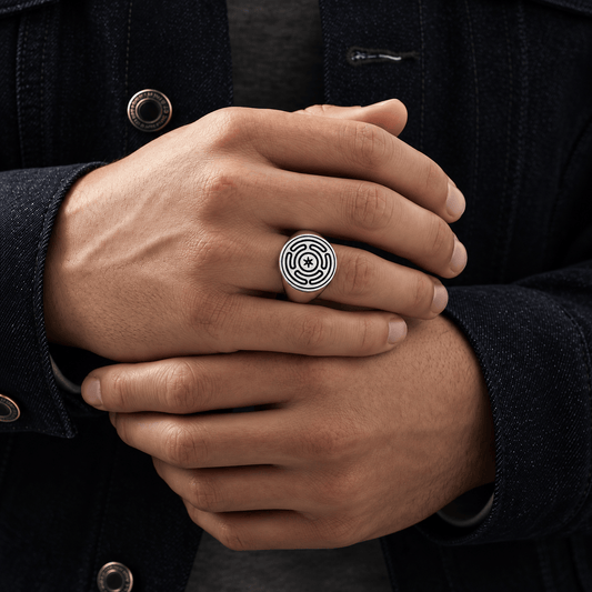 THE MEN THING Rings 21 ZENTRIX RING - Pure Stainless Steel Men’s Steel-Plated Ring – Statement Luxury Jewelry (Size : 21)