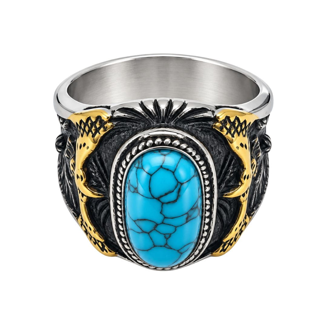 THE MEN THING Rings 22 EAGLE CREST RING - Pure Stainless Steel Men’s Steel-Plated Ring – Statement Luxury Jewelry