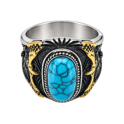THE MEN THING Rings 22 EAGLE CREST RING - Pure Stainless Steel Men’s Steel-Plated Ring – Statement Luxury Jewelry