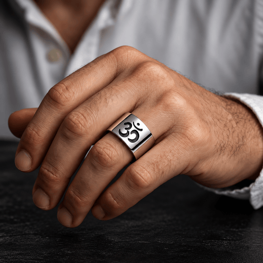 THE MEN THING Rings 22 OMKARA LOOP RING - Pure Stainless Steel Men’s Steel-Plated Ring – Statement Luxury Jewelry (Size : 22)