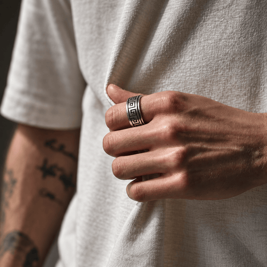 THE MEN THING Rings 23 STRAVO STEEL RING - Pure Stainless Steel Men’s Steel-Plated Ring – Statement Luxury Jewelry (Size : 23)