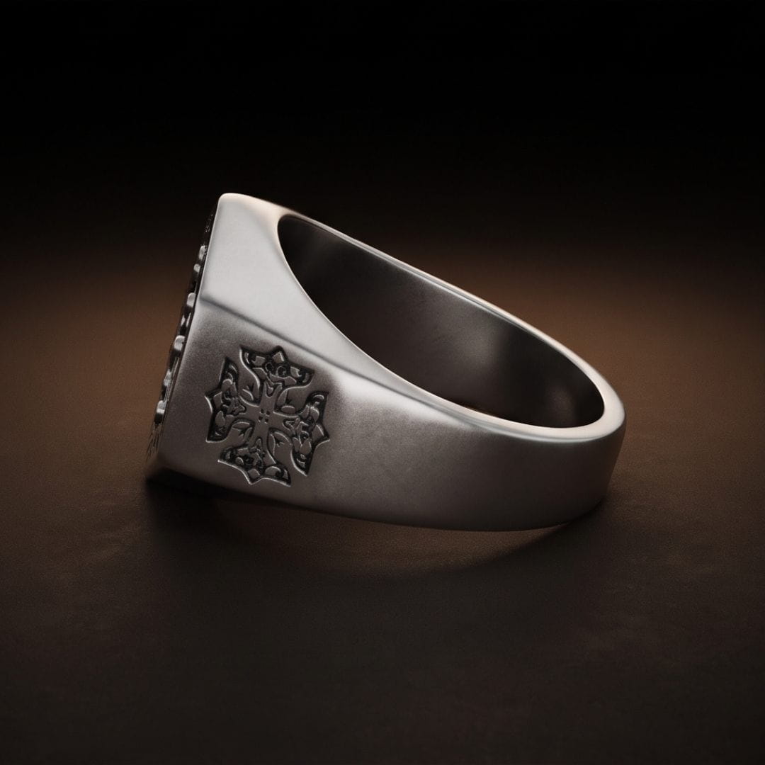 THE MEN THING Rings 26 RUNE HEX - Pure Stainless Steel Men’s Ring for Men & Boys (Size : 26)