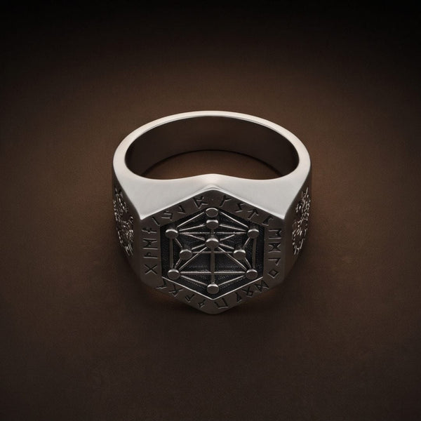 RUNE HEX - Pure Stainless Steel Men’s Ring for Men & Boys (Size : 26)