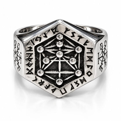 THE MEN THING Rings 26 RUNE HEX - Pure Stainless Steel Men’s Ring for Men & Boys (Size : 26)