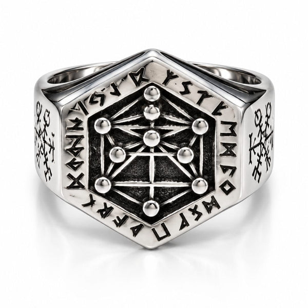 RUNE HEX - Pure Stainless Steel Men’s Ring for Men & Boys (Size : 26)