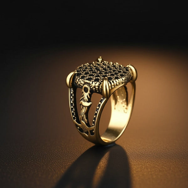 Royal Series - THE DRAGONHOLD RING - Pure Stainless Steel Men’s Black-Steel-Plated Ring – Statement Luxury Jewelry (Size : 27)