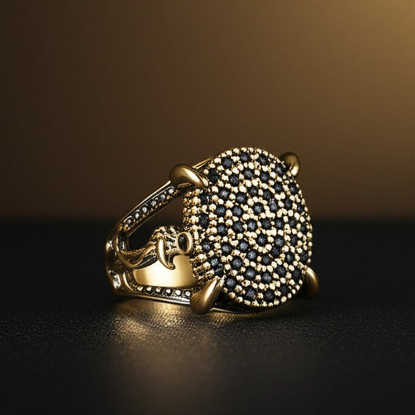 Royal Series - THE DRAGONHOLD RING - Pure Stainless Steel Men’s Black-Steel-Plated Ring – Statement Luxury Jewelry (Size : 27)