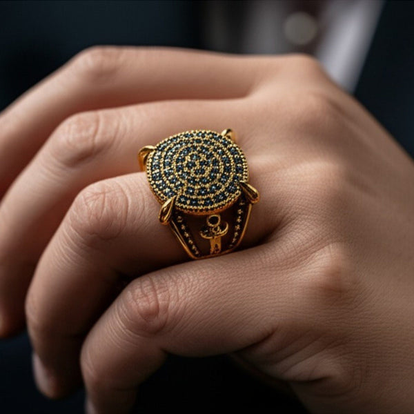 Royal Series - THE DRAGONHOLD RING - Pure Stainless Steel Men’s Black-Steel-Plated Ring – Statement Luxury Jewelry (Size : 27)