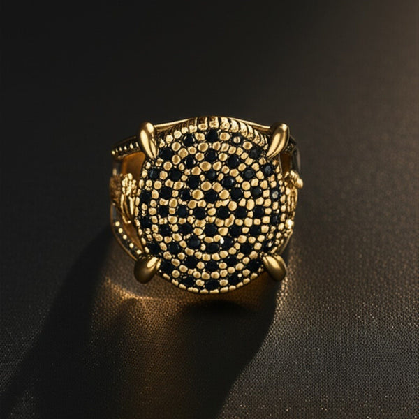 Royal Series - THE DRAGONHOLD RING - Pure Stainless Steel Men’s Black-Steel-Plated Ring – Statement Luxury Jewelry (Size : 27)