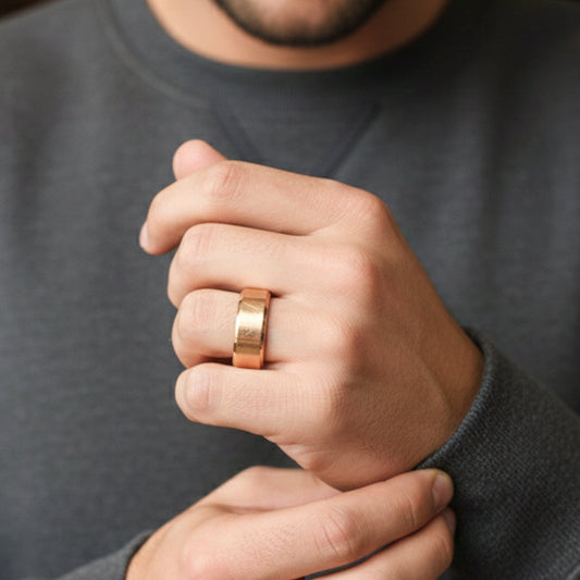 THE MEN THING Rings AZURE CORE - ROSE GOLD - Pure Stainless Steel Men’s Ring for Men & Boys (Size : 17-23-28)