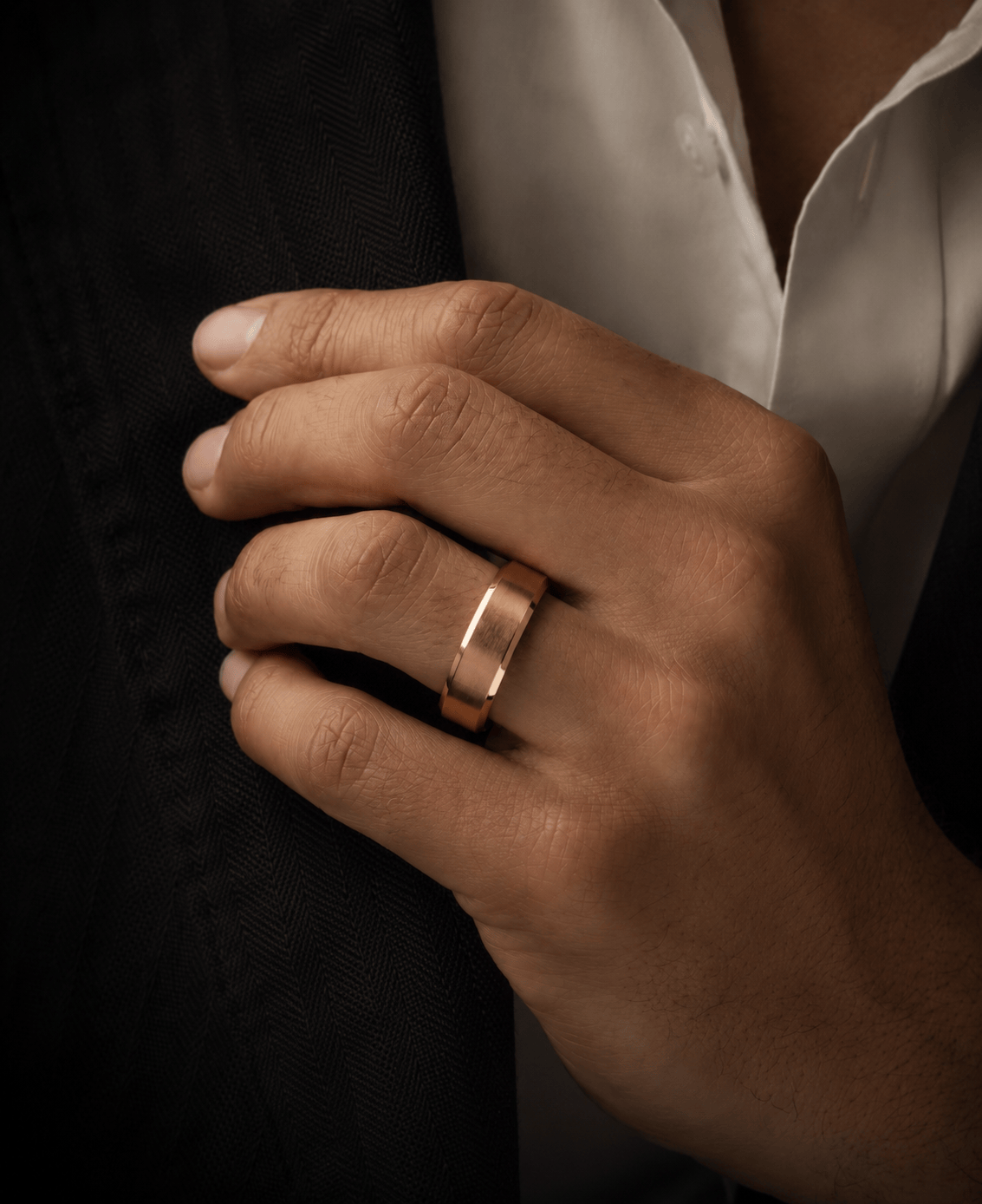 THE MEN THING Rings AZURE CORE - ROSE GOLD - Pure Stainless Steel Men’s Ring for Men & Boys (Size : 17-23-28)