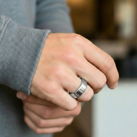 THE MEN THING Rings AZURE CORE - STEEL - Pure Stainless Steel Men’s Ring for Men & Boys (Size : 17-23-29)