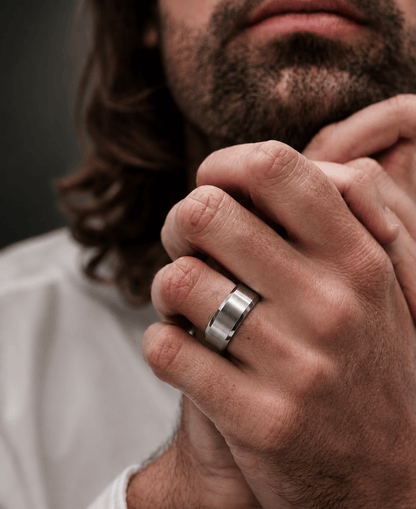THE MEN THING Rings AZURE CORE - STEEL - Pure Stainless Steel Men’s Ring for Men & Boys (Size : 17-23-29)