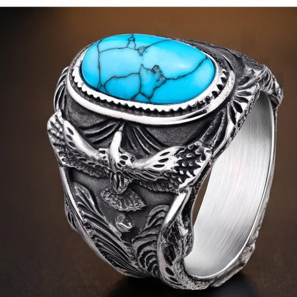 THE MEN THING Rings AZURITE - Titanium Steel Ring for Men and Boys (Size-21)