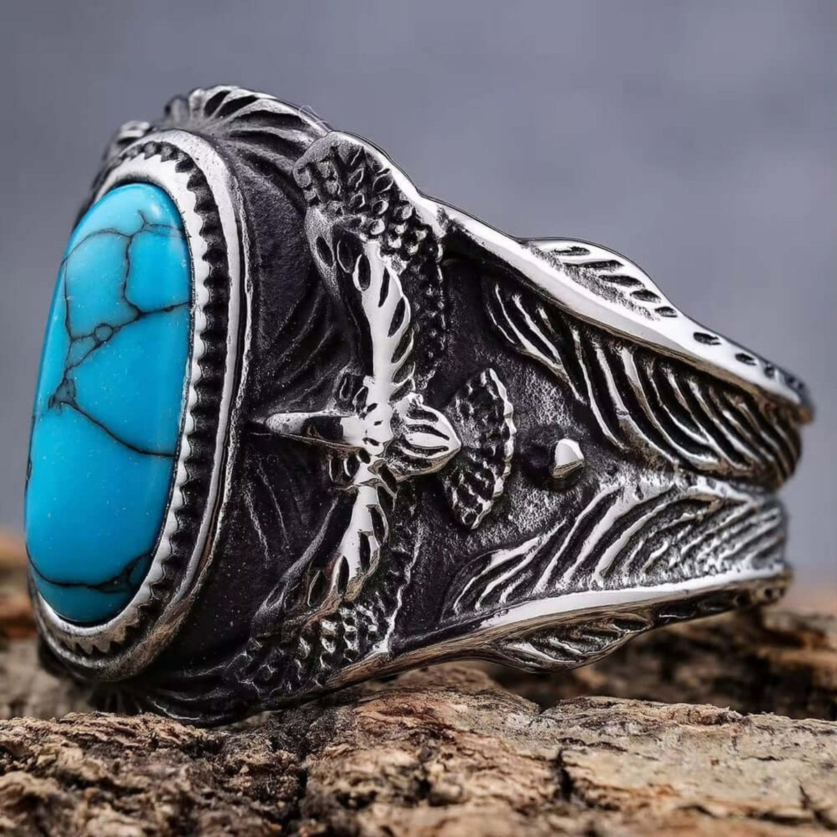 THE MEN THING Rings AZURITE - Titanium Steel Ring for Men and Boys (Size-21)