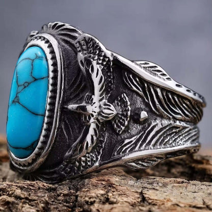 THE MEN THING Rings AZURITE - Titanium Steel Ring for Men and Boys (Size-21)