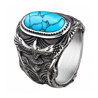 THE MEN THING Rings AZURITE - Titanium Steel Ring for Men and Boys (Size-21)