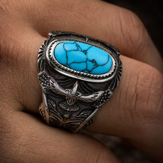 THE MEN THING Rings AZURITE - Titanium Steel Ring for Men and Boys (Size-21)