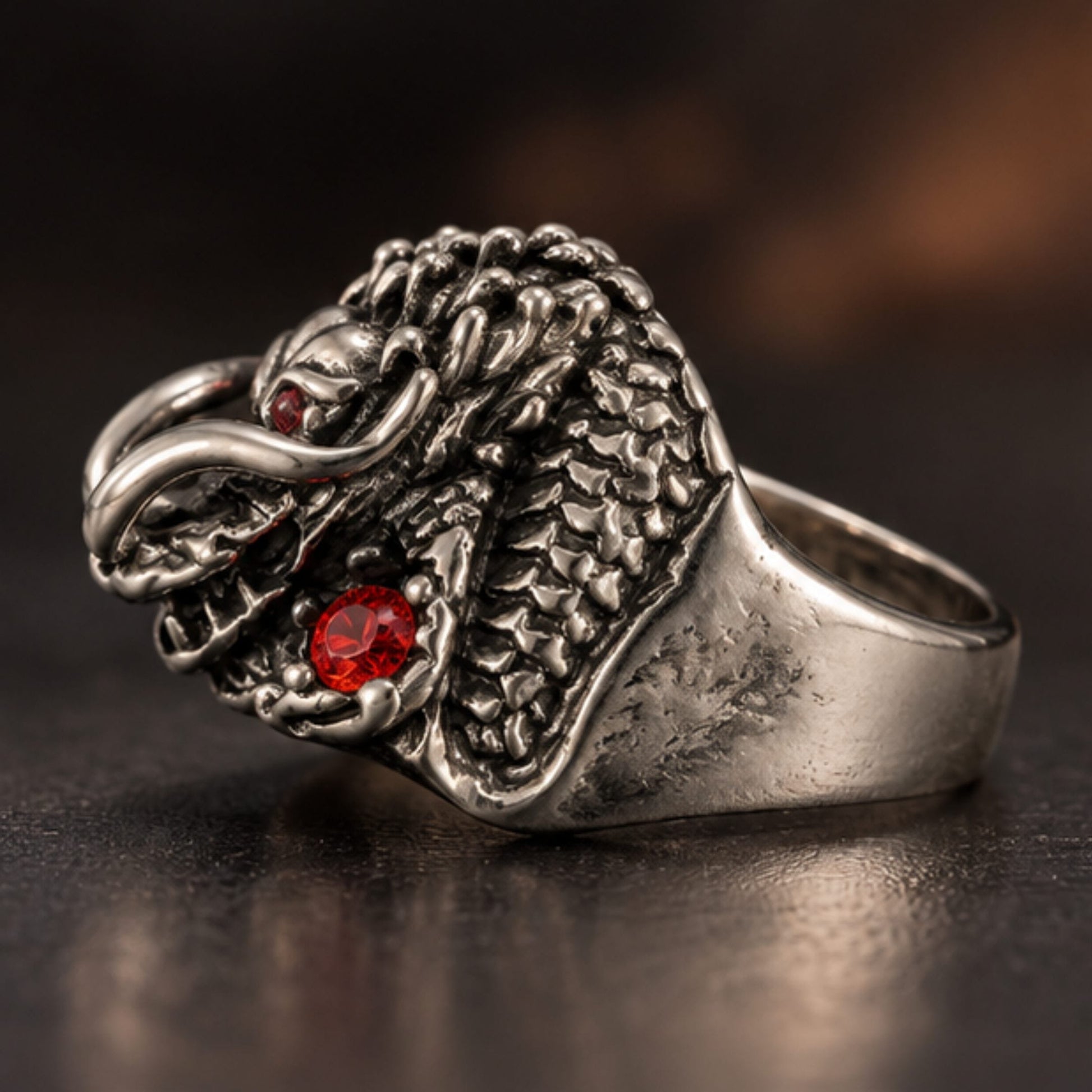 THE MEN THING Rings BLOOD DRAGON - Pure Stainless Steel Men’s Ring for Men & Boys (Size : 21-23-25)