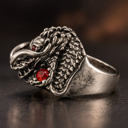 THE MEN THING Rings BLOOD DRAGON - Pure Stainless Steel Men’s Ring for Men & Boys (Size : 21-23-25)