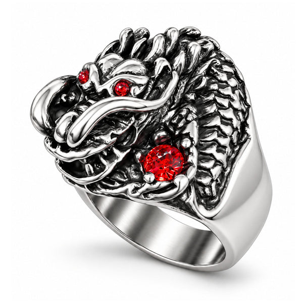 BLOOD DRAGON - Pure Stainless Steel Men’s Ring for Men & Boys (Size : 21-23-25)