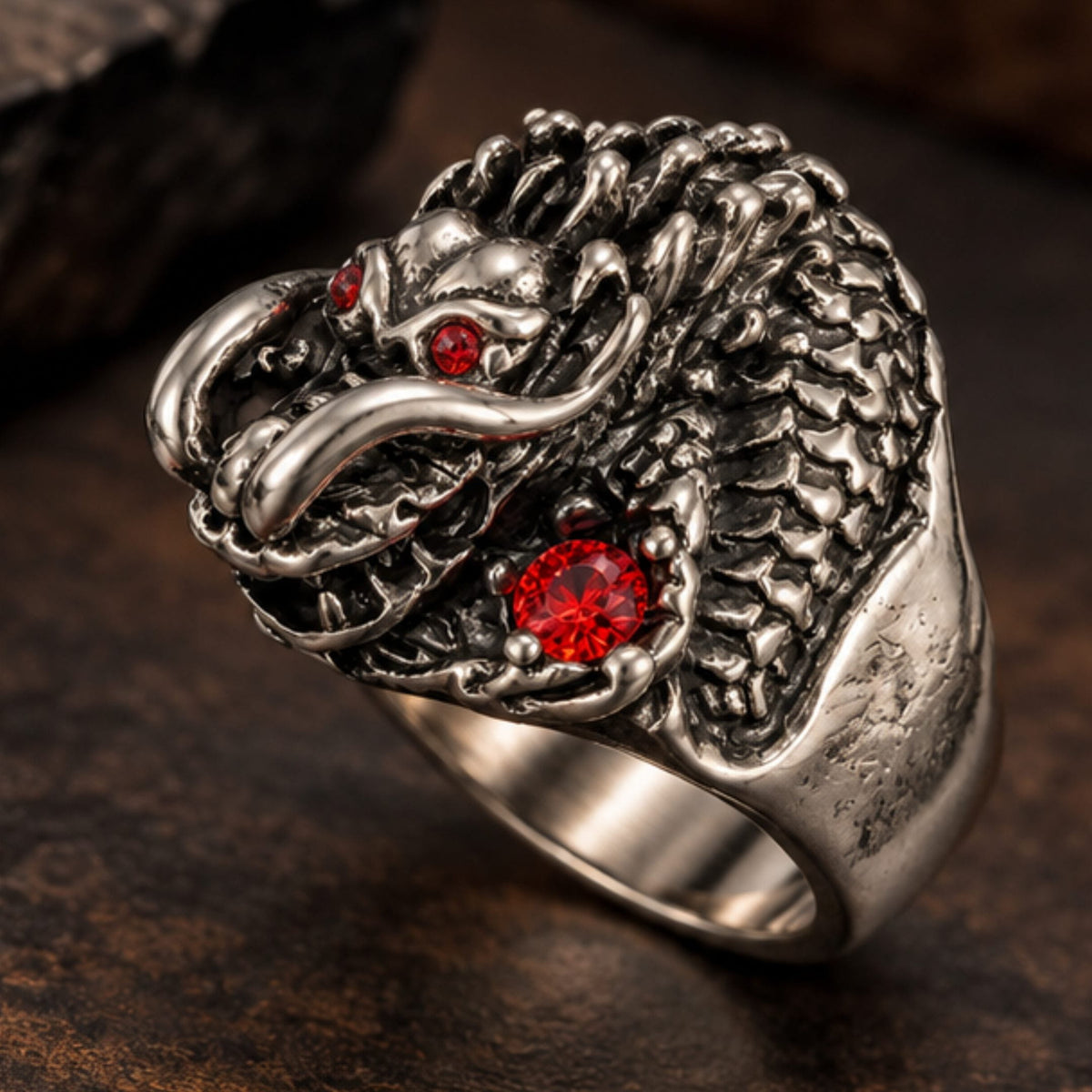 THE MEN THING Rings BLOOD DRAGON - Pure Stainless Steel Men’s Ring for Men & Boys (Size : 21-23-25)