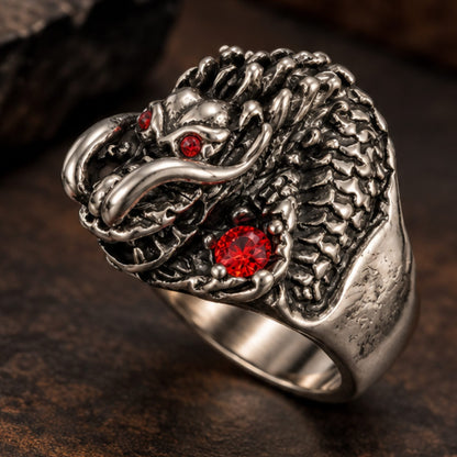 THE MEN THING Rings BLOOD DRAGON - Pure Stainless Steel Men’s Ring for Men & Boys (Size : 21-23-25)