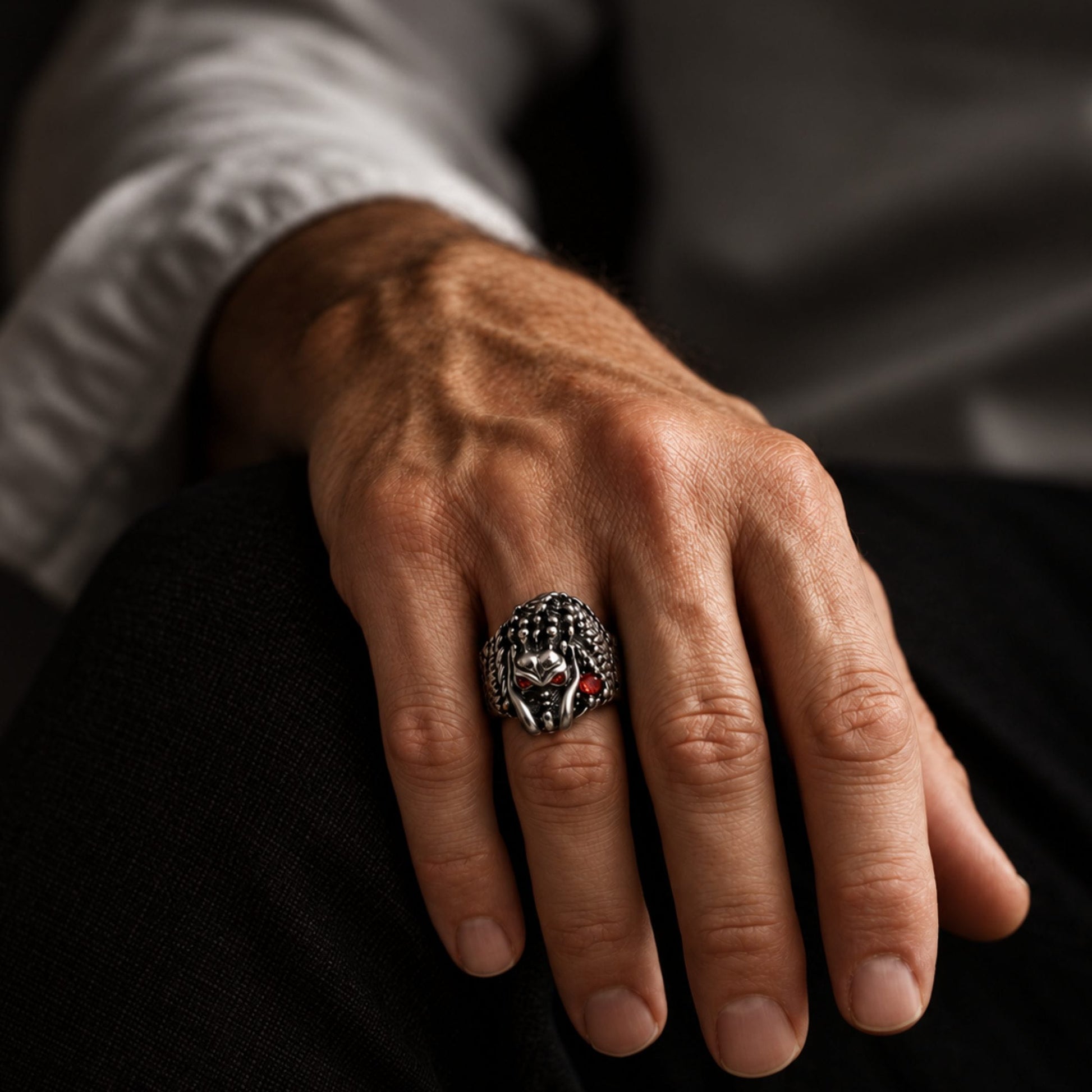 THE MEN THING Rings BLOOD DRAGON - Pure Stainless Steel Men’s Ring for Men & Boys (Size : 21-23-25)
