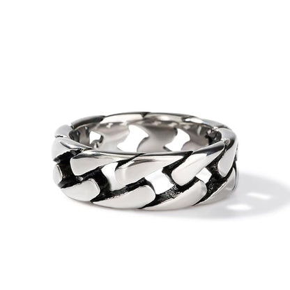THE MEN THING Rings CARIBBEAN TWIST - Titanium Steel Silver Ring for Men and Boys (Size-21)