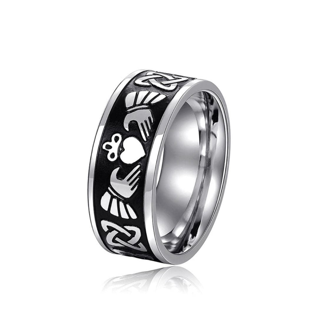 THE MEN THING Rings CELTIC CLADDAGH - Pure Stainless Steel Men’s Steel-Plated Ring (Size : 26)