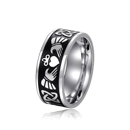 THE MEN THING Rings CELTIC CLADDAGH - Pure Stainless Steel Men’s Steel-Plated Ring (Size : 26)