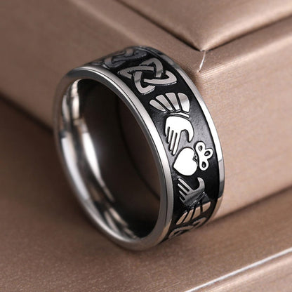 THE MEN THING Rings CELTIC CLADDAGH - Pure Stainless Steel Men’s Steel-Plated Ring (Size : 26)