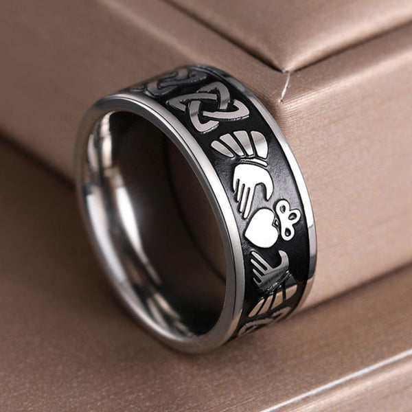 CELTIC CLADDAGH - Pure Stainless Steel Men’s Steel-Plated Ring (Size : 26)