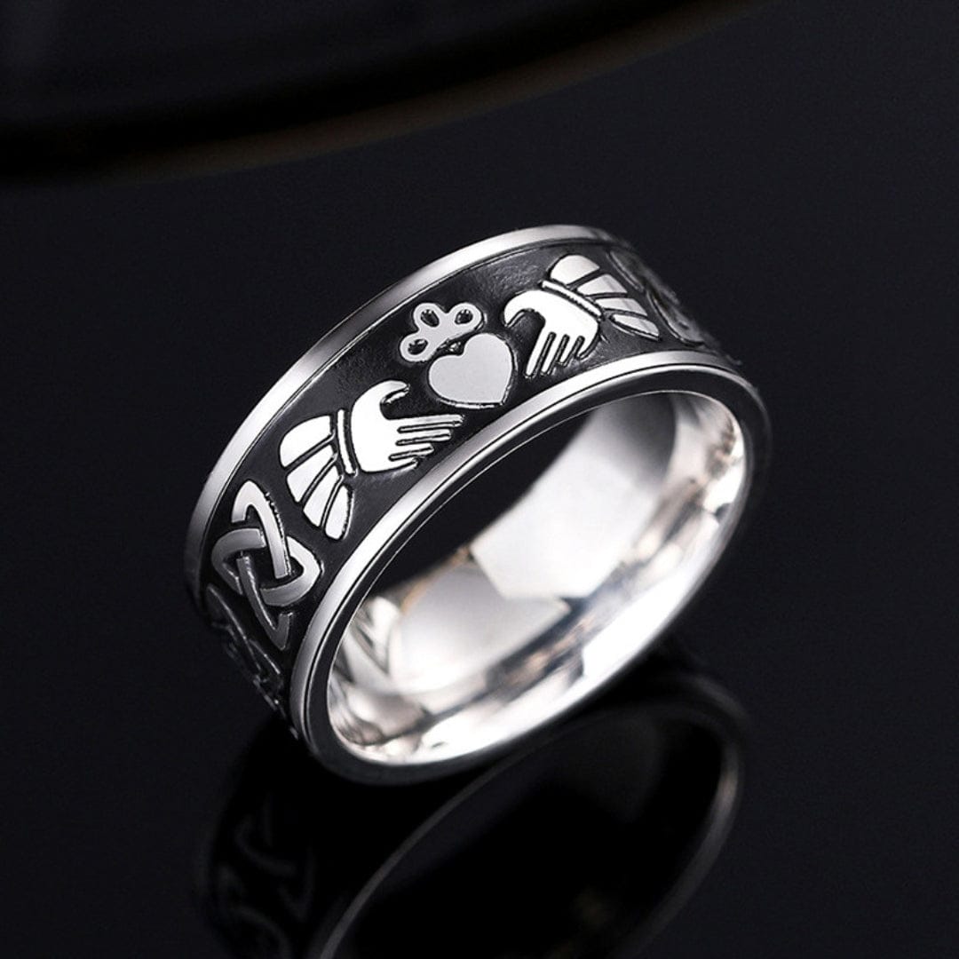 THE MEN THING Rings CELTIC CLADDAGH - Pure Stainless Steel Men’s Steel-Plated Ring (Size : 26)