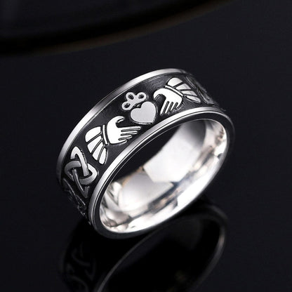 THE MEN THING Rings CELTIC CLADDAGH - Pure Stainless Steel Men’s Steel-Plated Ring (Size : 26)