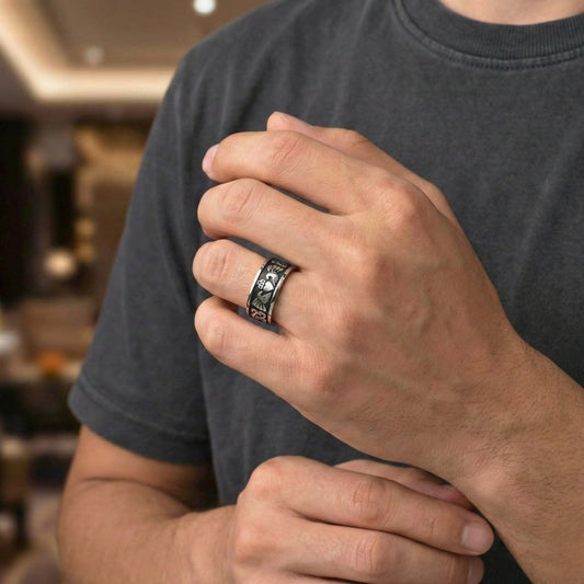 THE MEN THING Rings CELTIC CLADDAGH - Pure Stainless Steel Men’s Steel-Plated Ring (Size : 26)