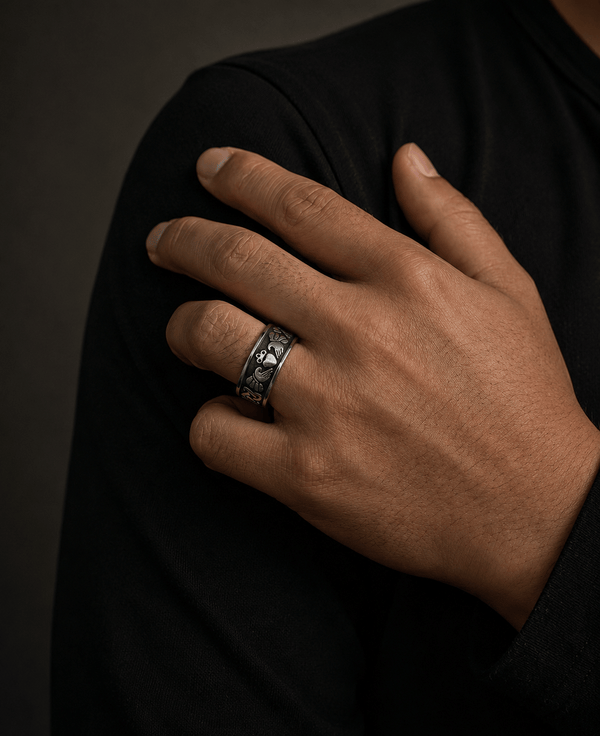 CELTIC CLADDAGH - Pure Stainless Steel Men’s Steel-Plated Ring (Size : 26)