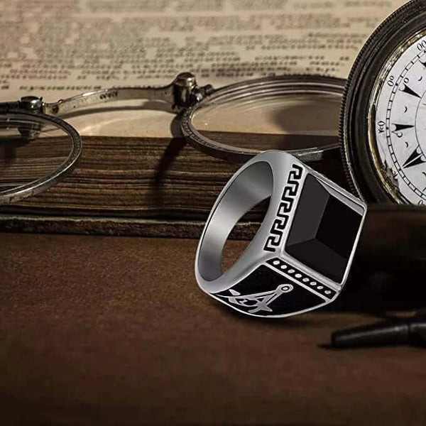 क्यूबिक ज़िरकोनिया - पुरुषों के लिए अंगूठी (स्टील रंग), लक्जरी मोटी ठोस टाइटेनियम स्टील रिंग स्टील ओवल / स्क्वायर रत्न के साथ (आकार: 17,20,26)