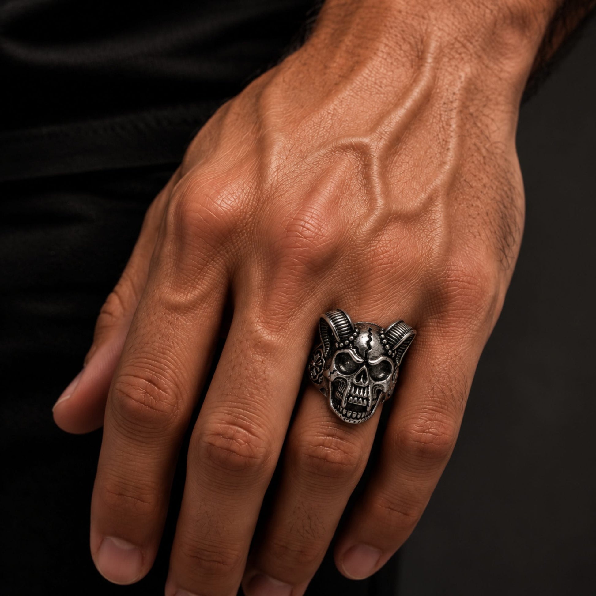 THE MEN THING Rings DEMON RAM - Pure Stainless Steel Men’s Ring for Men & Boys (Size : 16-20)