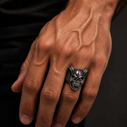 THE MEN THING Rings DEMON RAM - Pure Stainless Steel Men’s Ring for Men & Boys (Size : 16-20)