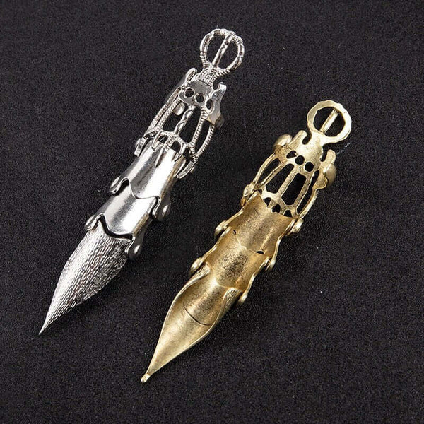 DLOOP-ARM - Silver Double Loop Knuckle Adjustable Joint Full Finger Ring for Men & Boys