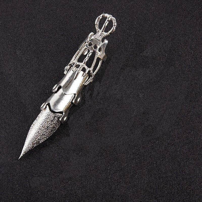 THE MEN THING Rings DLOOP-ARM - Silver Double Loop Knuckle Adjustable Joint Full Finger Ring for Men & Boys