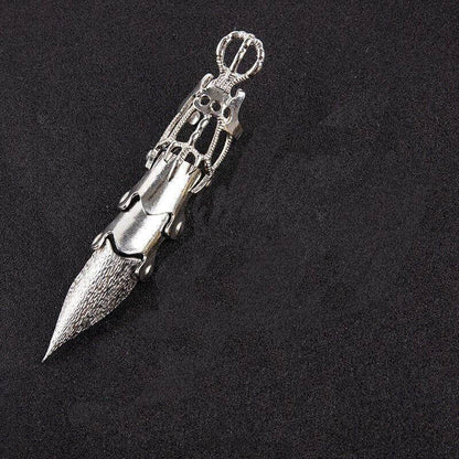 THE MEN THING Rings DLOOP-ARM - Silver Double Loop Knuckle Adjustable Joint Full Finger Ring for Men & Boys