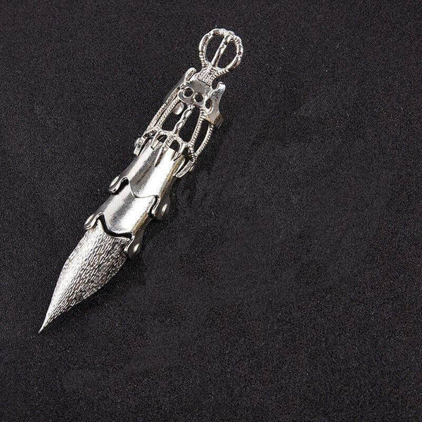 DLOOP-ARM - Silver Double Loop Knuckle Adjustable Joint Full Finger Ring for Men & Boys