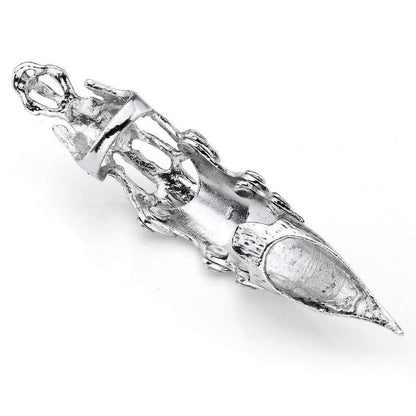 THE MEN THING Rings DLOOP-ARM - Silver Double Loop Knuckle Adjustable Joint Full Finger Ring for Men & Boys