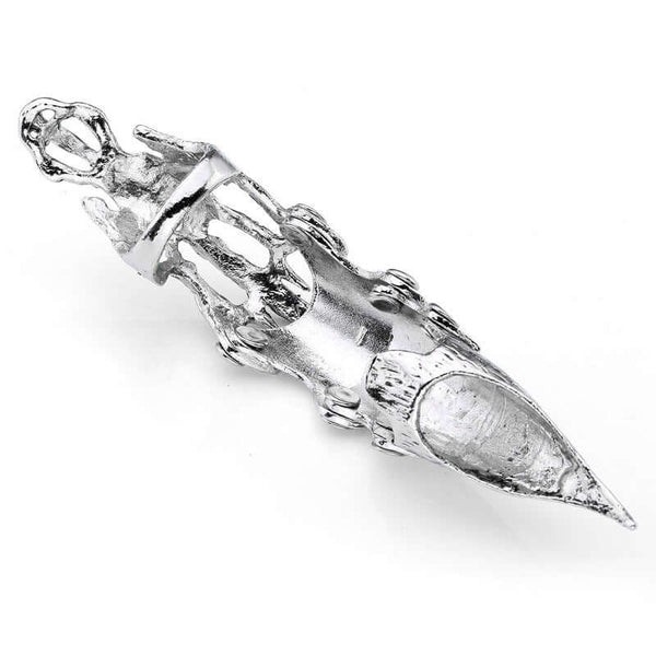 DLOOP-ARM - Silver Double Loop Knuckle Adjustable Joint Full Finger Ring for Men & Boys